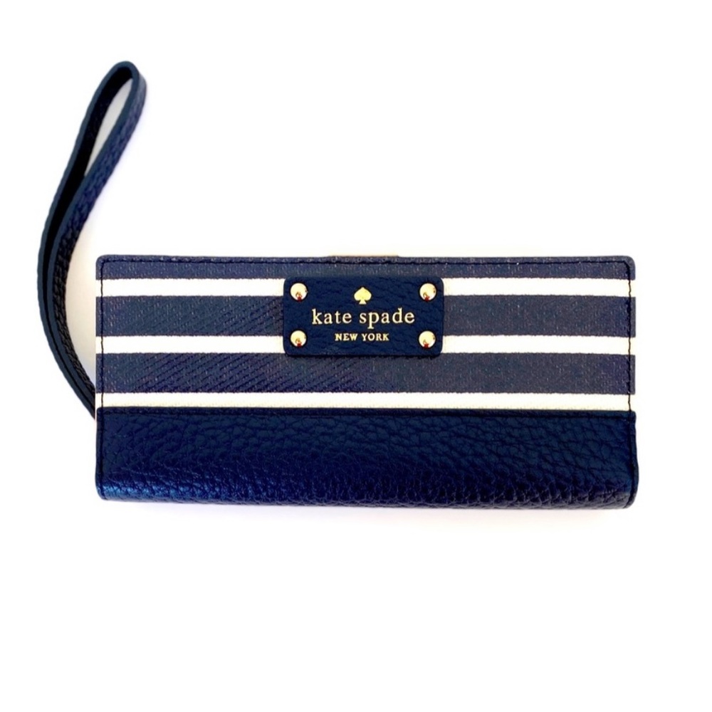 Kate Spade Bifold Wallet - Blue & White Stripe